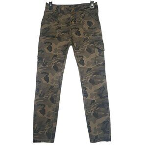 American Bazi Camo Button Fly Streetwear Edgy Woodland Pattern Cargo Pants